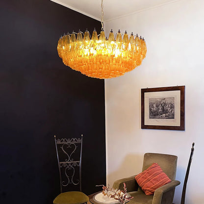 Murano Faceted Amber Glass Chandelier - Nuvé