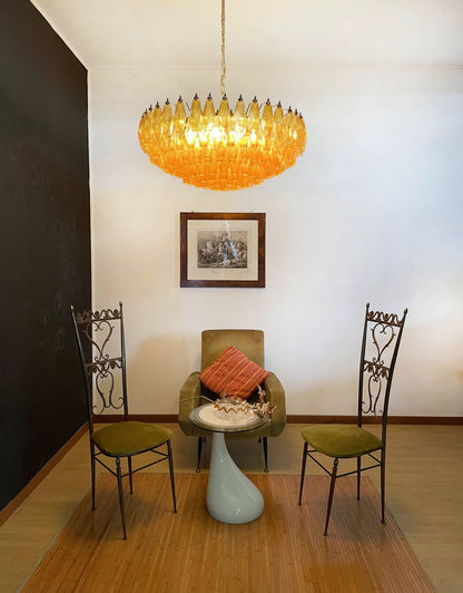 Murano Faceted Amber Glass Chandelier - Nuvé