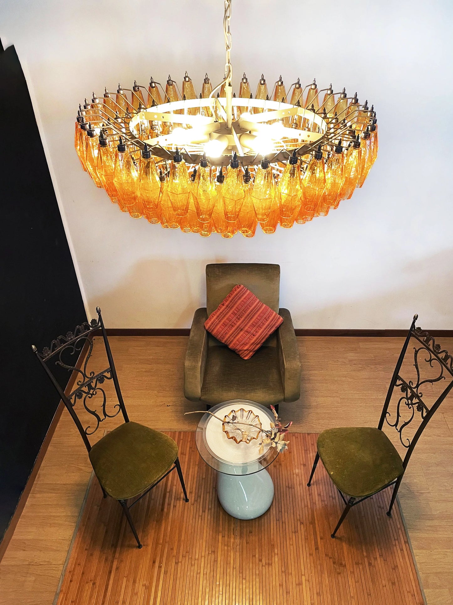 Murano Faceted Amber Glass Chandelier - Nuvé
