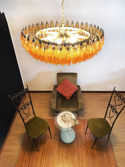 Murano Faceted Amber Glass Chandelier - Nuvé