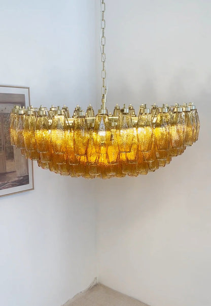 Murano Faceted Amber Glass Chandelier - Nuvé