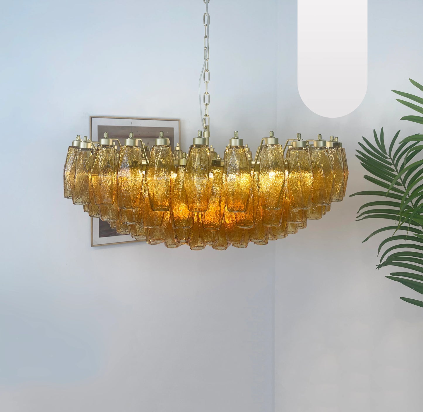 Murano Faceted Amber Glass Chandelier - Nuvé