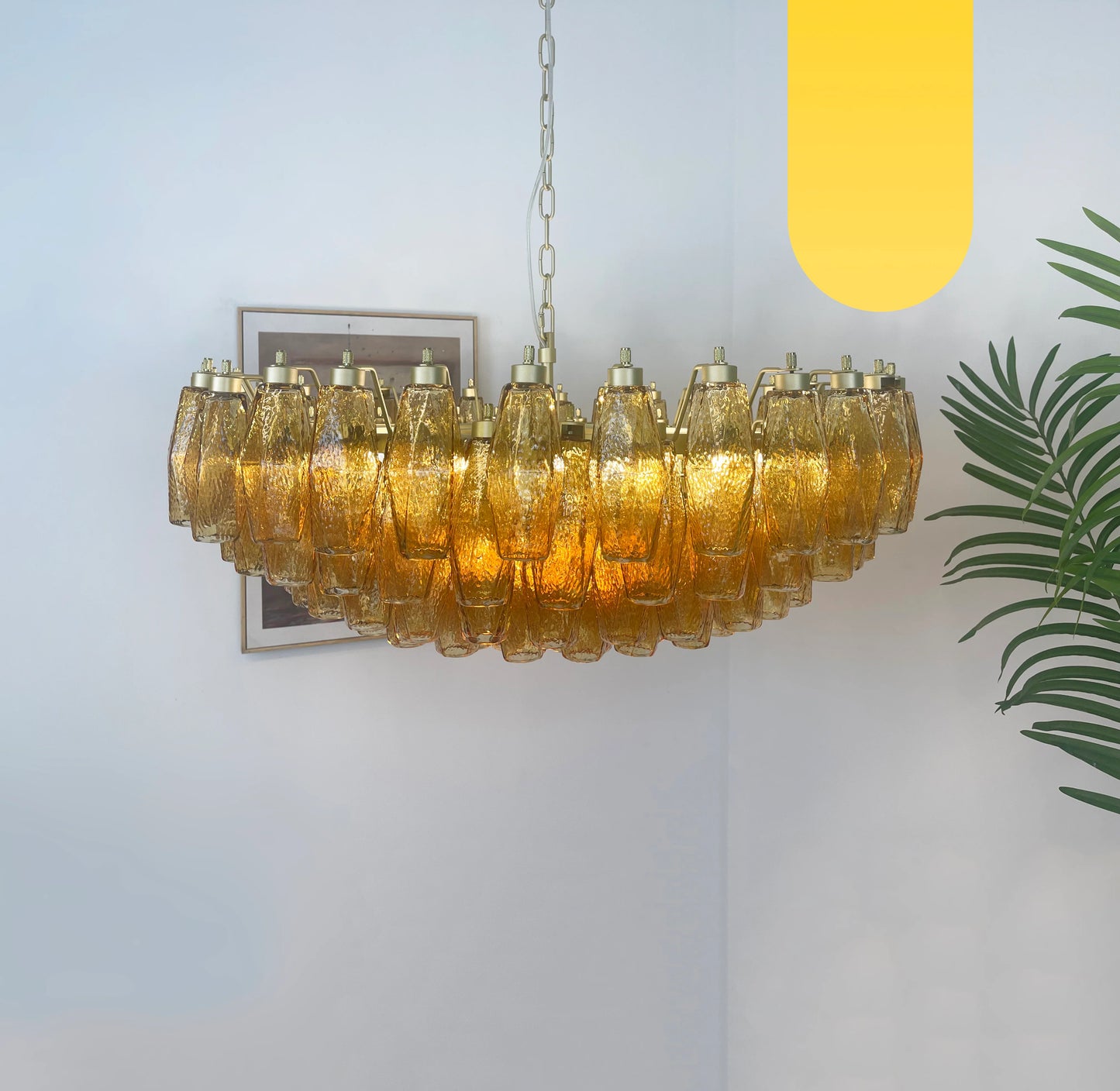 Murano Faceted Amber Glass Chandelier - Nuvé