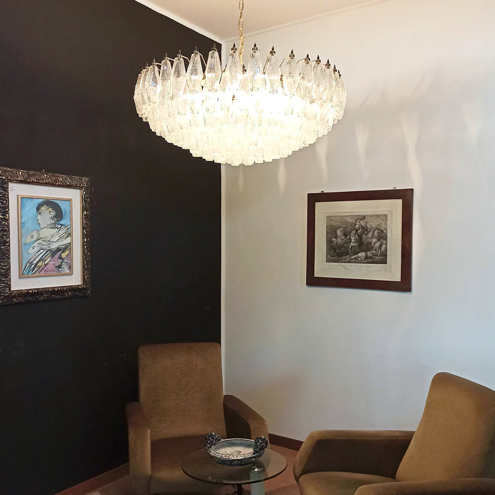 Murano Faceted Transparent Glass Chandelier - Nuvé