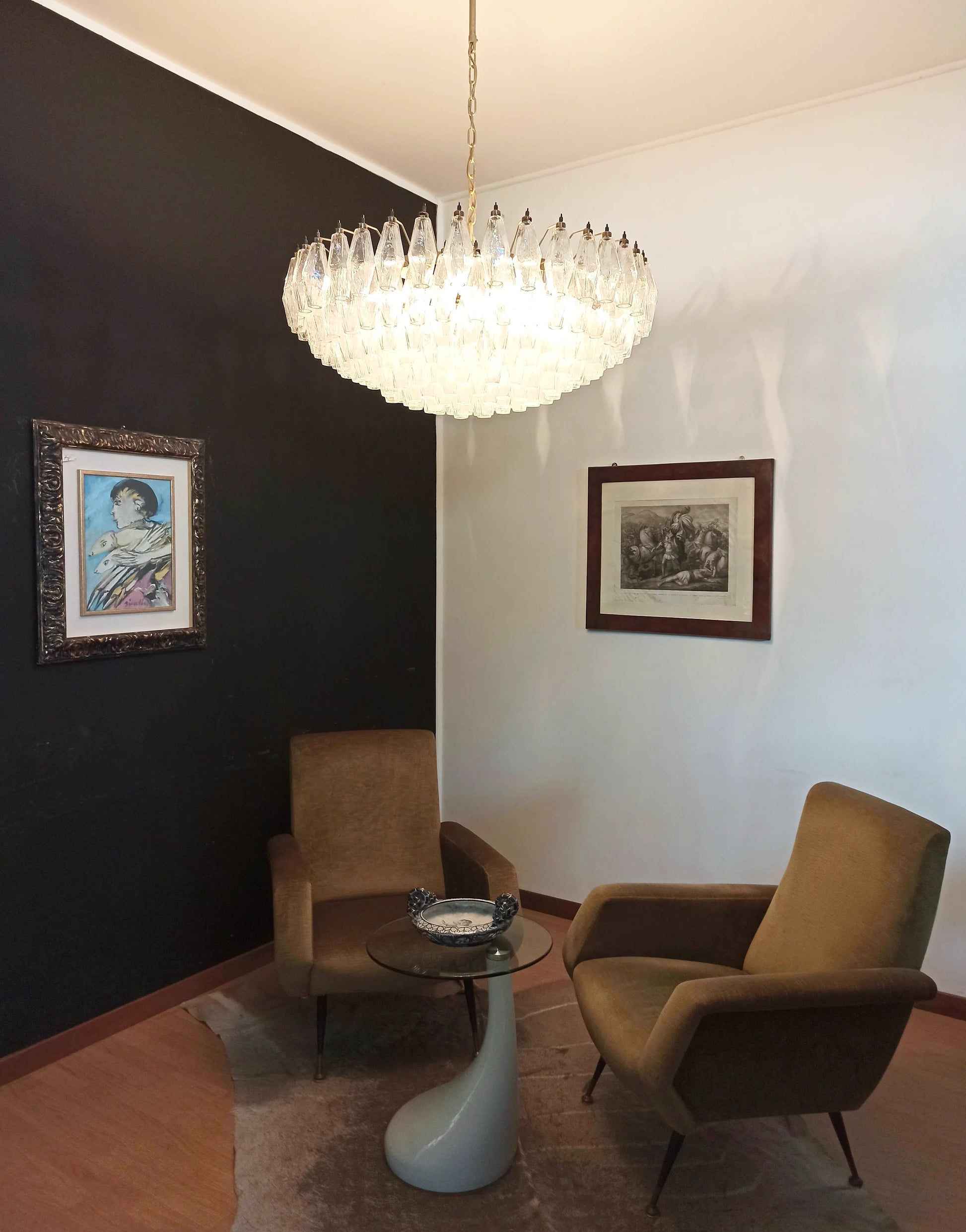 Murano Faceted Transparent Glass Chandelier - Nuvé