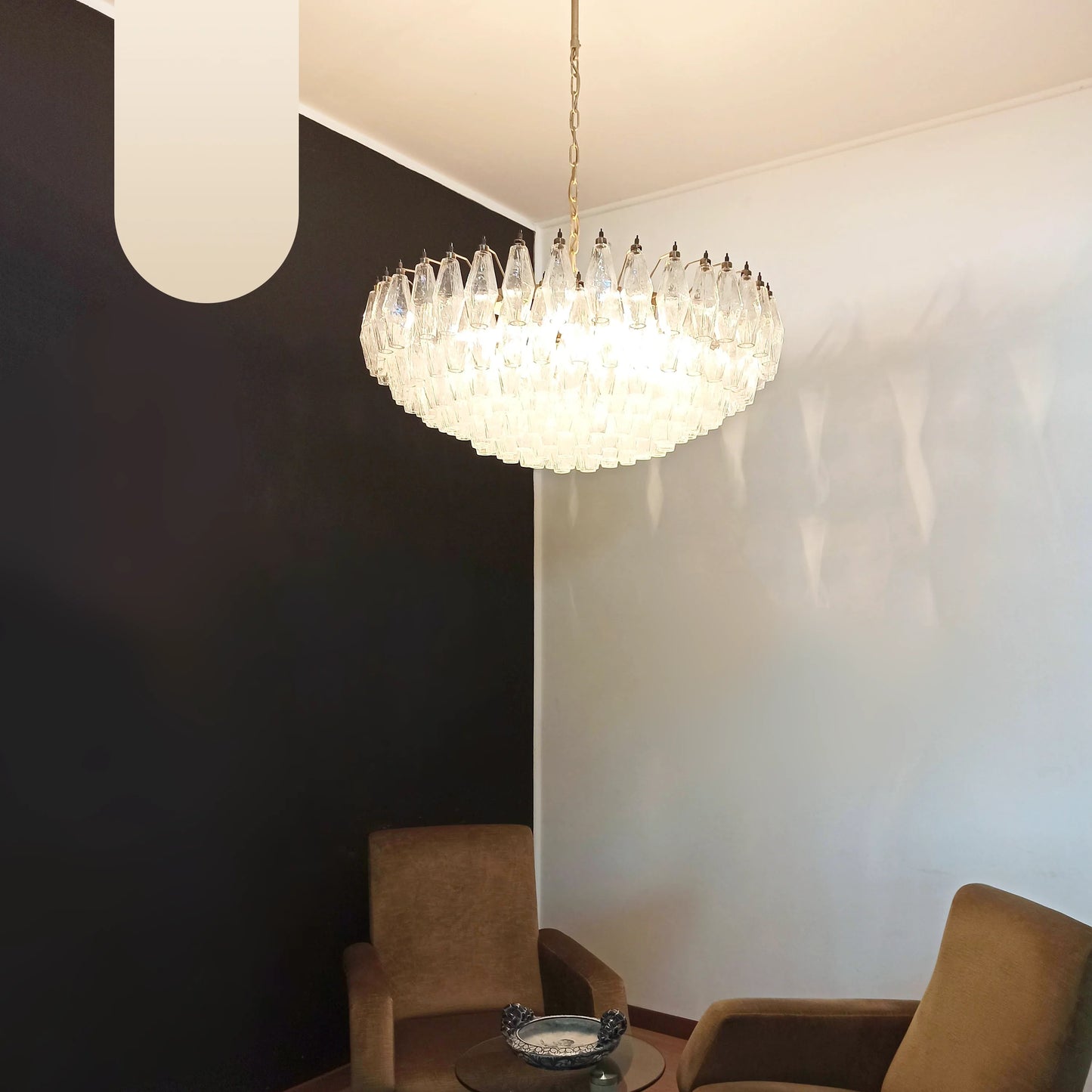 Murano Faceted Transparent Glass Chandelier - Nuvé