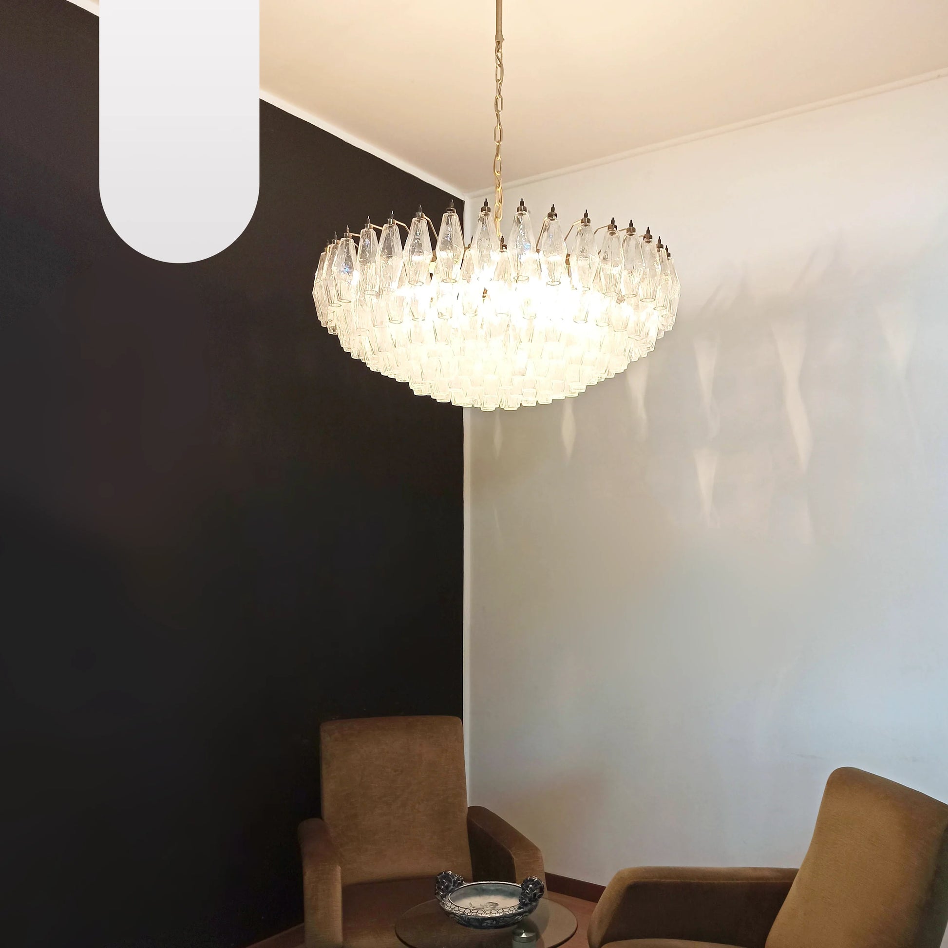 Murano Faceted Transparent Glass Chandelier - Nuvé