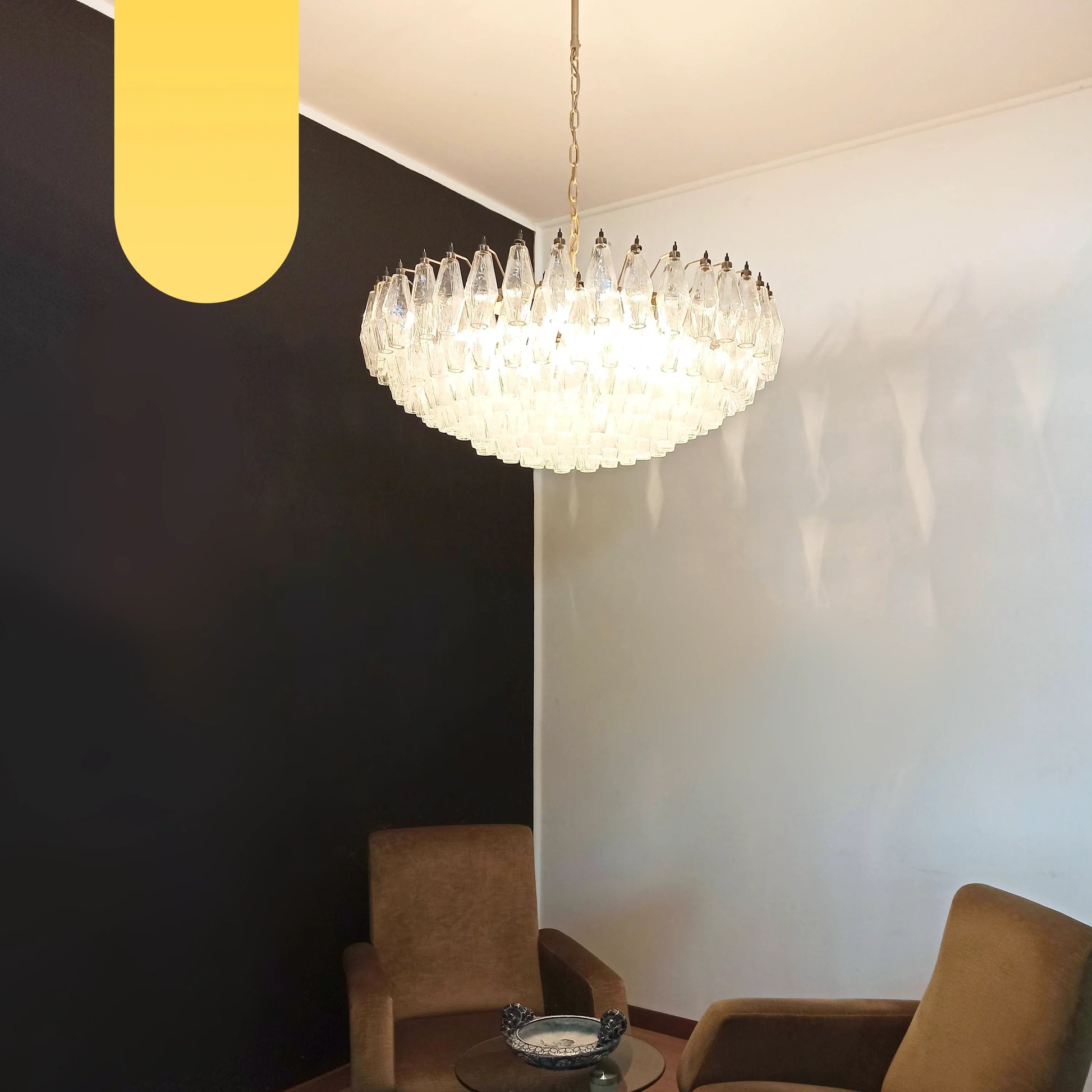 Murano Faceted Transparent Glass Chandelier - Nuvé