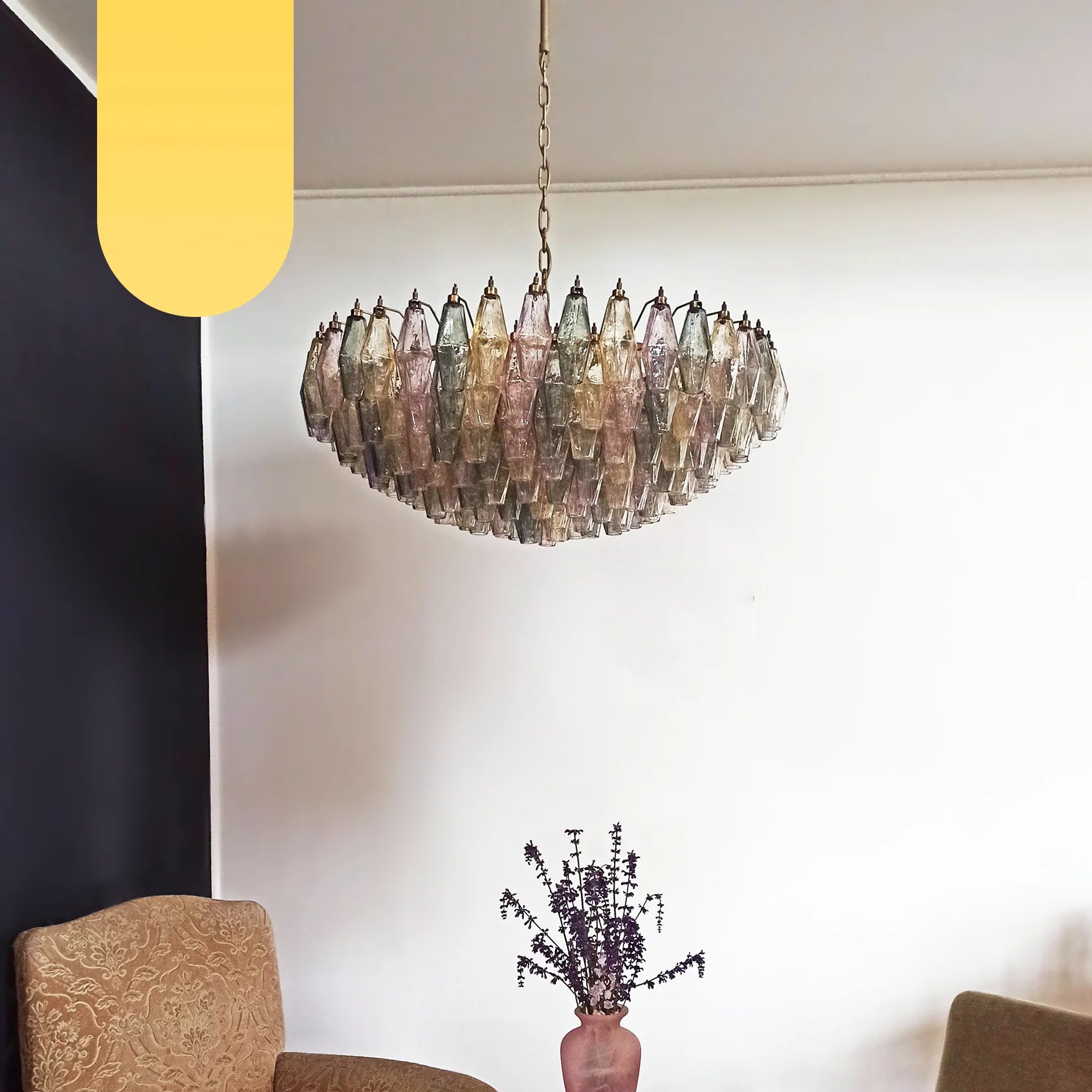 Murano Faceted Multicolor Glass Chandelier - Nuvé