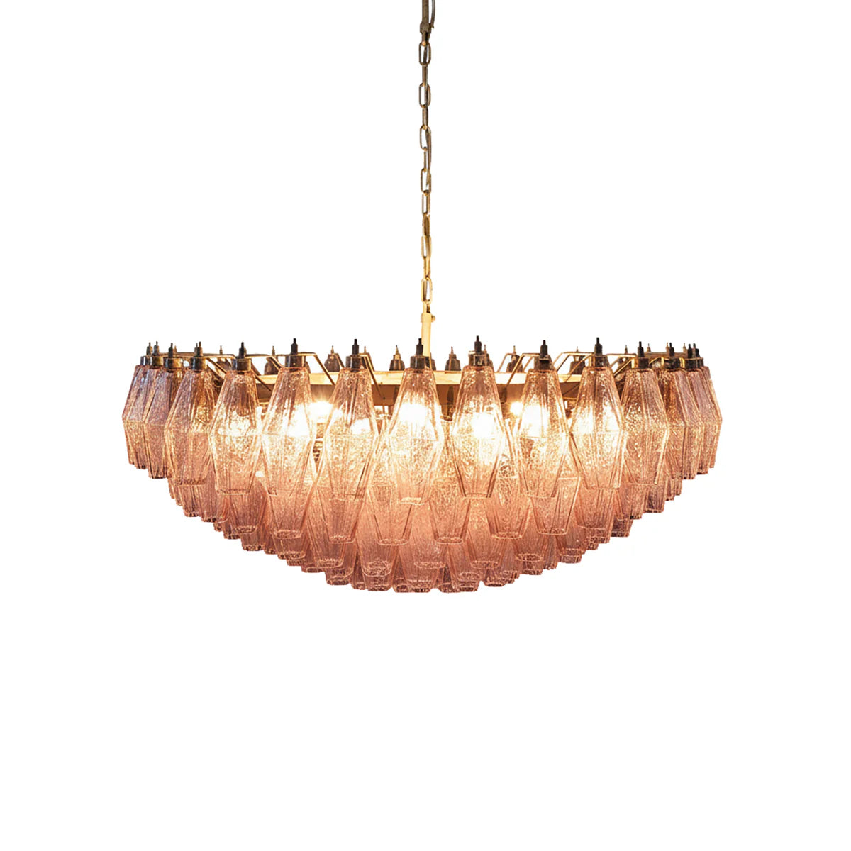 Pink Murano Rhombus Faceted Glass Chandelier - Nuvé