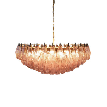 Pink Murano Rhombus Faceted Glass Chandelier - Nuvé
