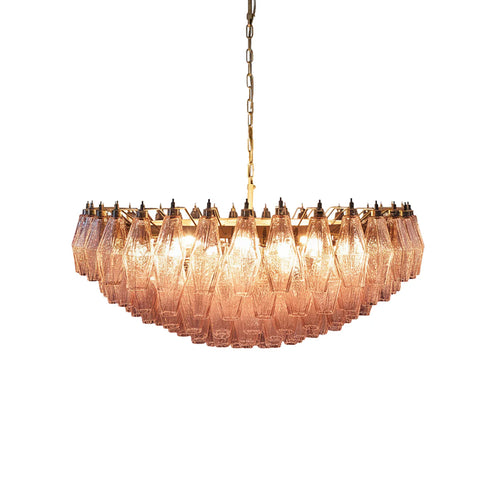 Pink Murano Rhombus Faceted Glass Chandelier - Nuvé