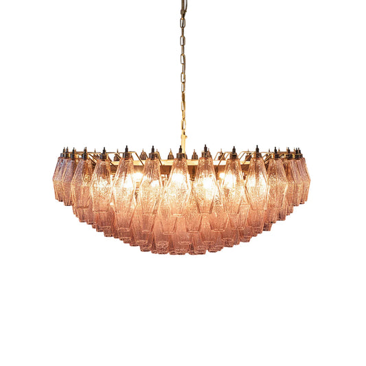 Pink Murano Rhombus Faceted Glass Chandelier - Nuvé