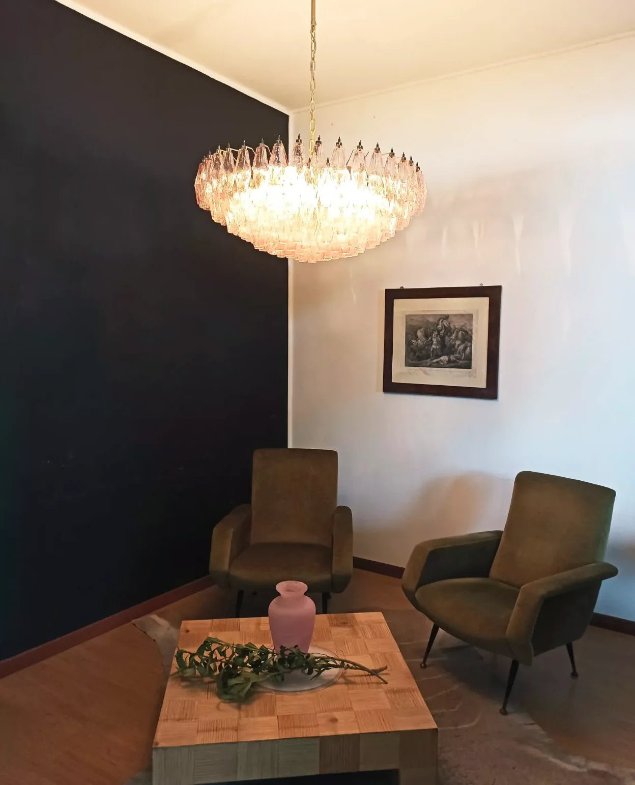Murano Faceted Pink Glass Chandelier - Nuvé