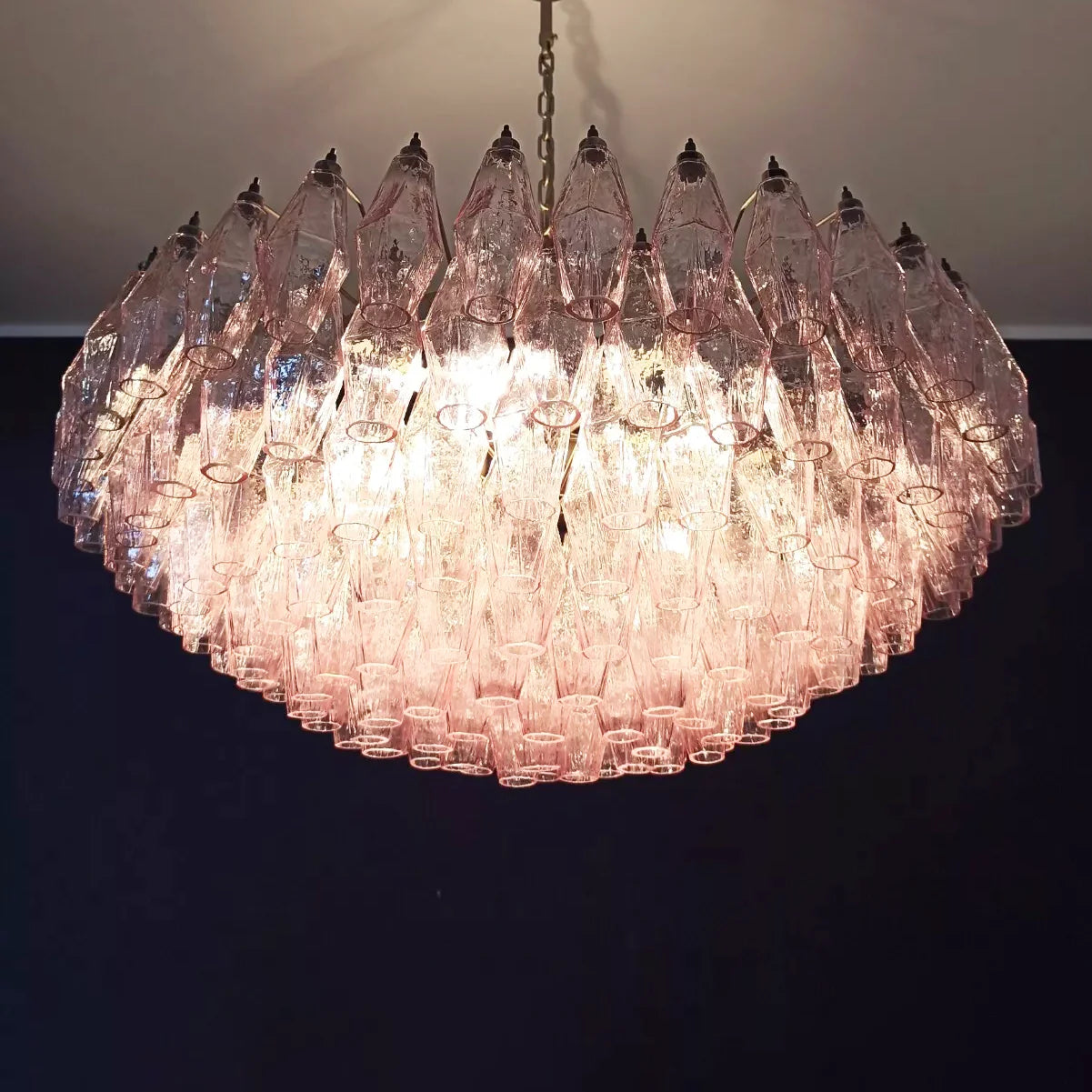 Murano Faceted Pink Glass Chandelier - Nuvé