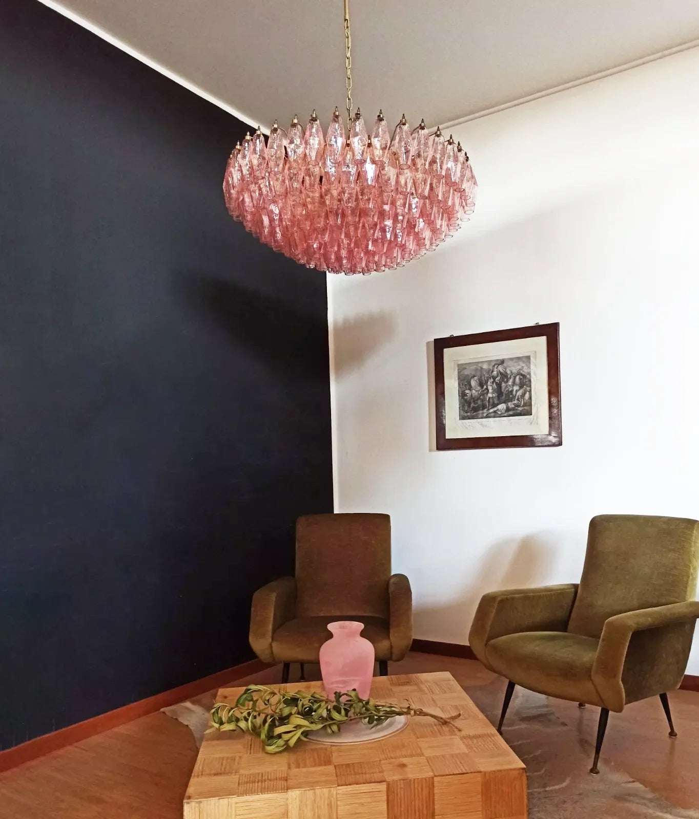 Murano Faceted Pink Glass Chandelier - Nuvé