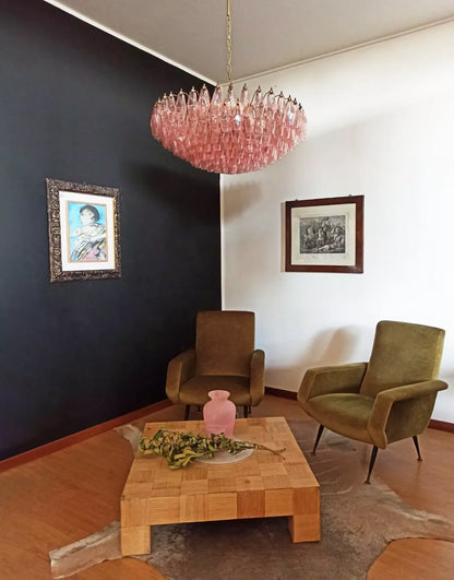 Murano Faceted Pink Glass Chandelier - Nuvé