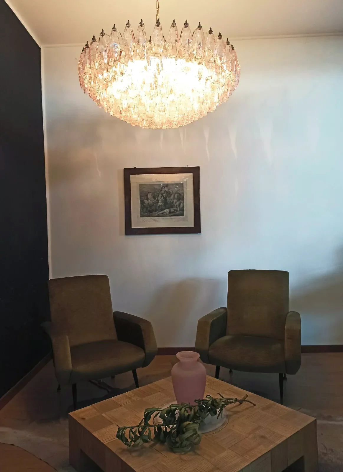 Murano Faceted Pink Glass Chandelier - Nuvé