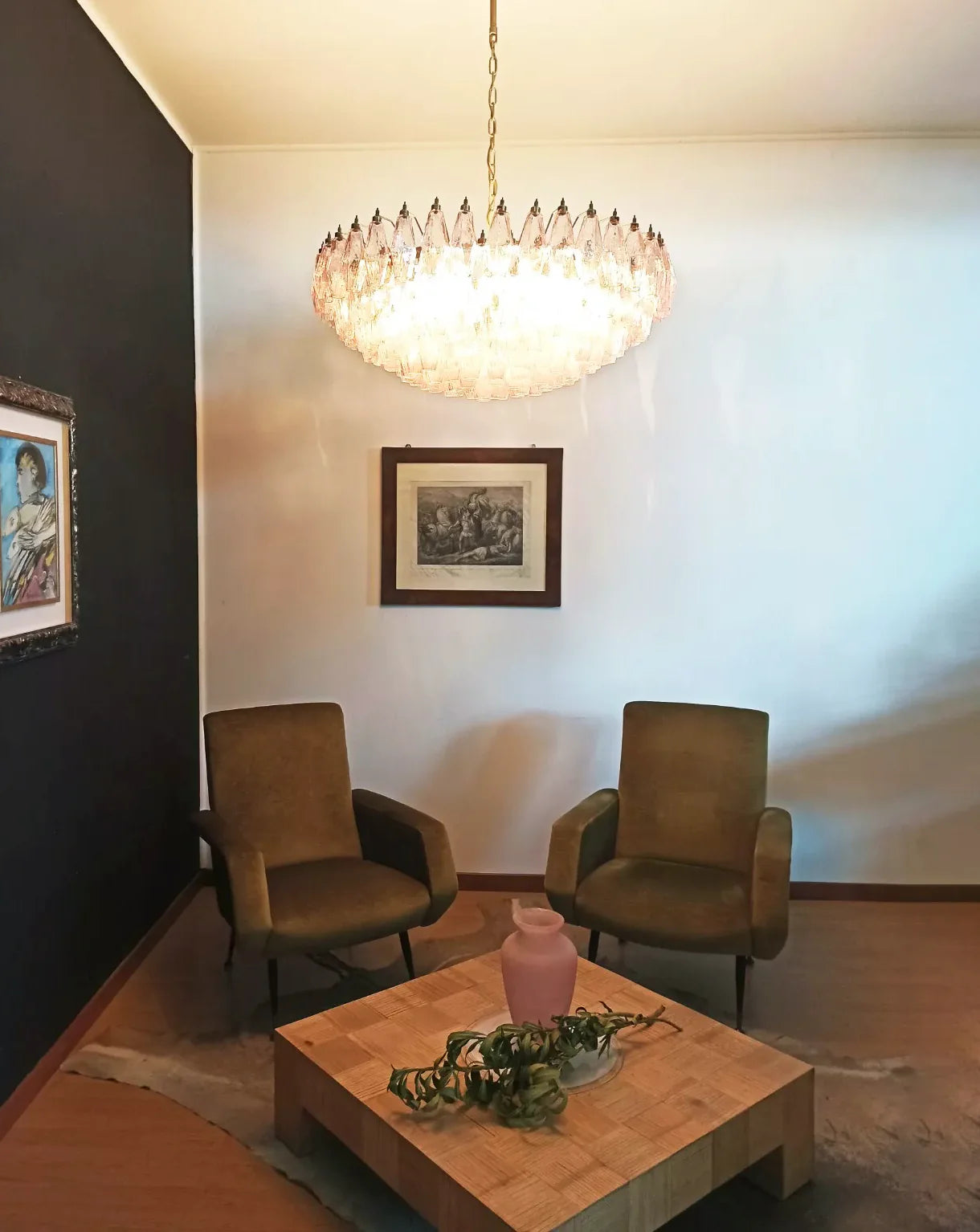 Murano Faceted Pink Glass Chandelier - Nuvé