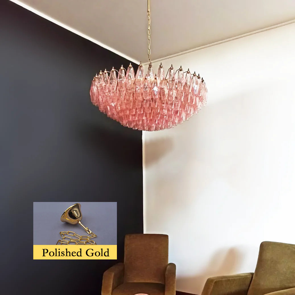 Murano Faceted Pink Glass Chandelier - Nuvé