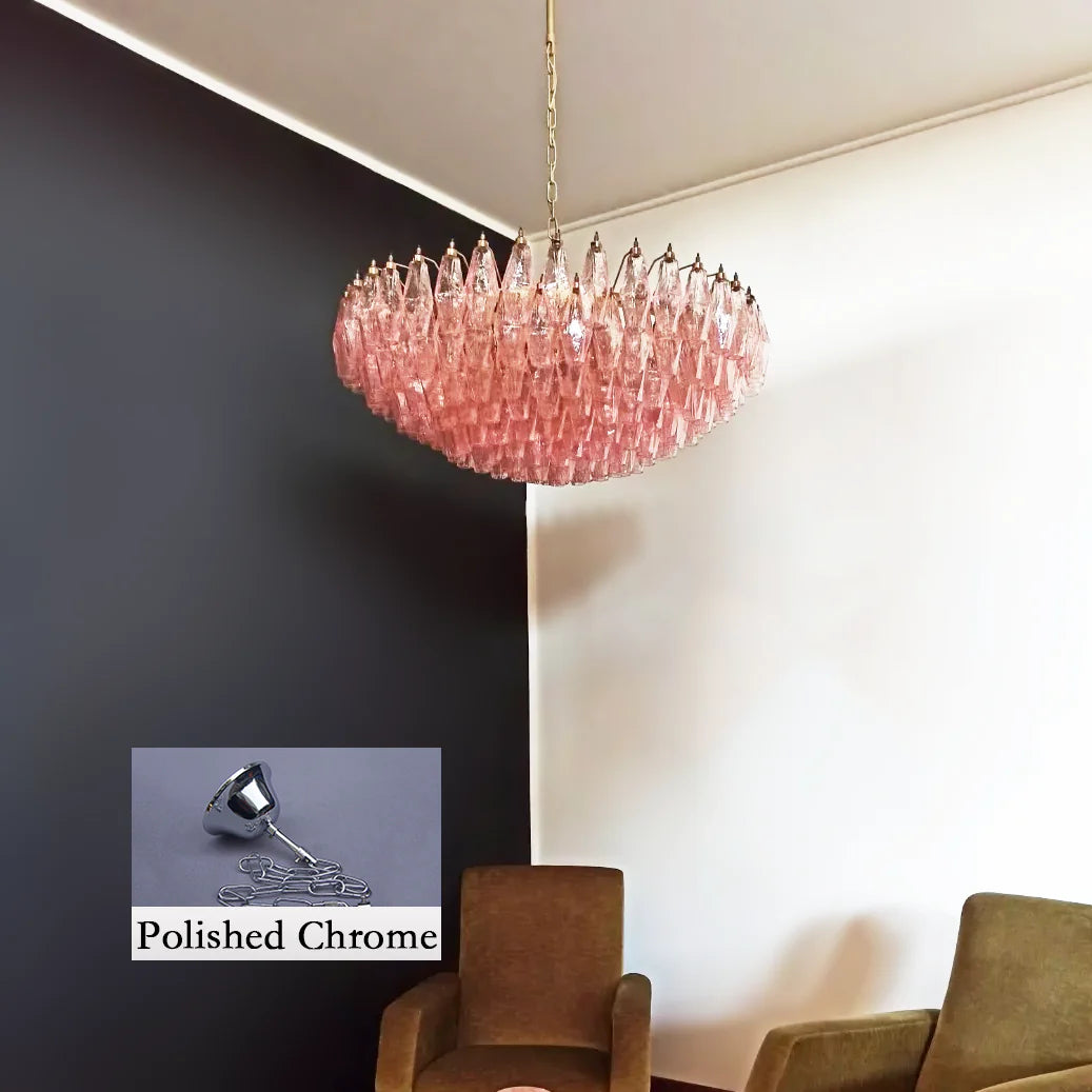Murano Faceted Pink Glass Chandelier - Nuvé