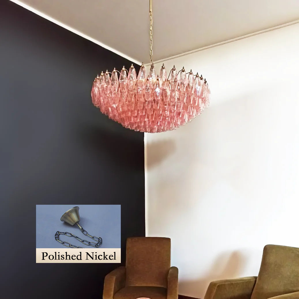 Murano Faceted Pink Glass Chandelier - Nuvé