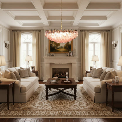 Pink Murano Rhombus Faceted Glass Chandelier - Nuvé