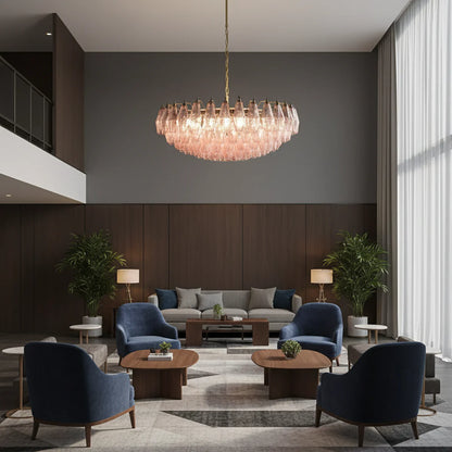 Pink Murano Rhombus Faceted Glass Chandelier - Nuvé