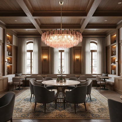 Pink Murano Rhombus Faceted Glass Chandelier - Nuvé