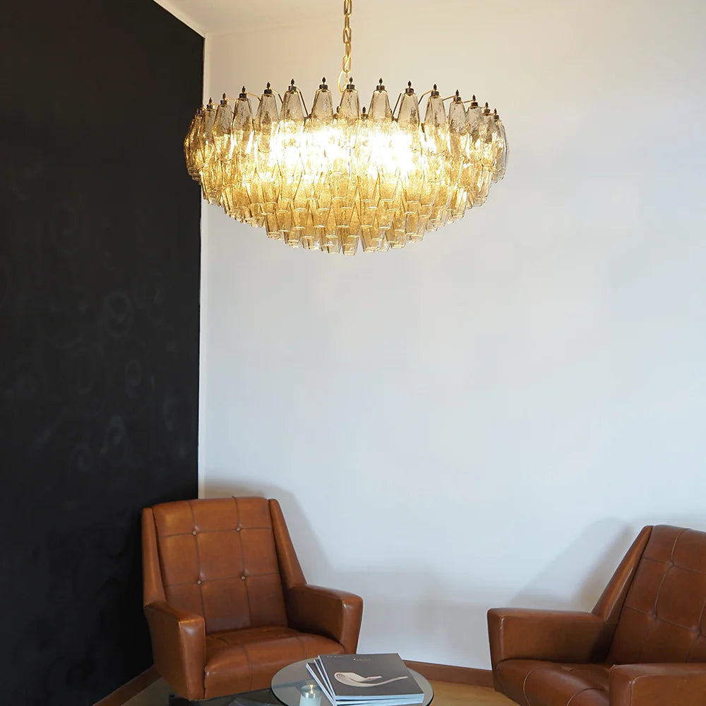 Murano Faceted Smoked Glass Chandelier - Nuvé