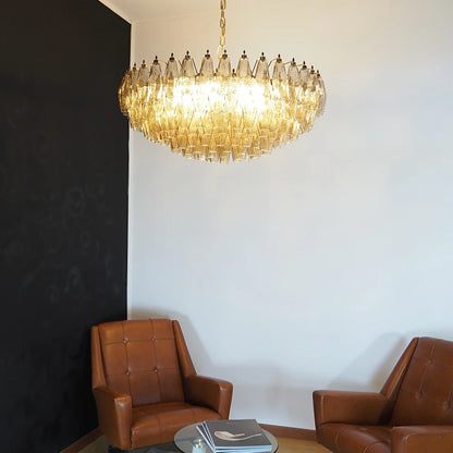 Murano Faceted Smoked Glass Chandelier - Nuvé