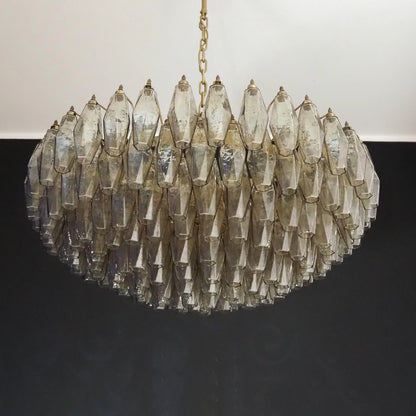 Murano faceted smoked glass chandelier by korewolamp with multiple glass prisms and a modern, elegant design.