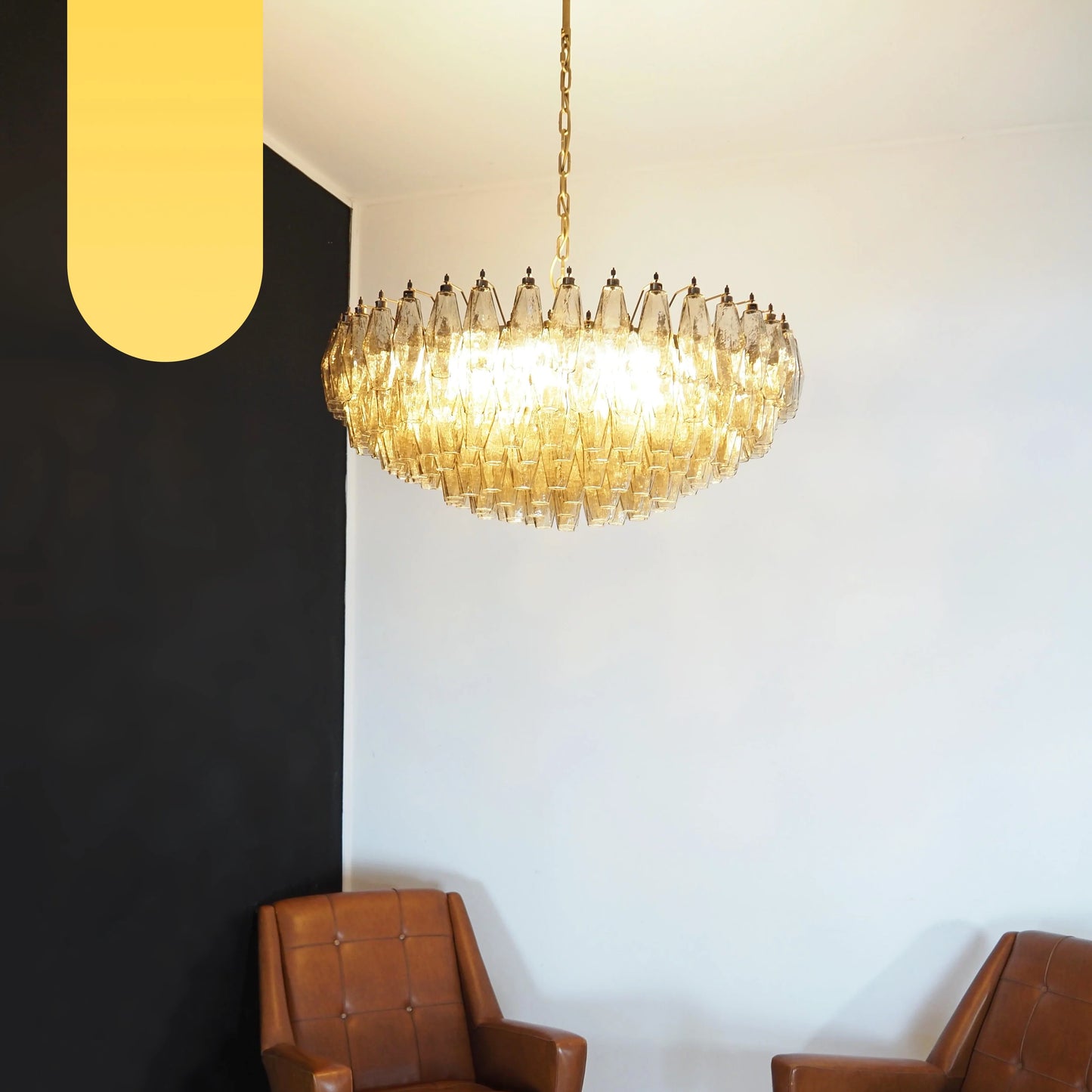 Murano Faceted Smoked Glass Chandelier - Nuvé