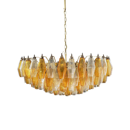 Murano Faceted Transparent Amber Glass Chandelier - Nuvé