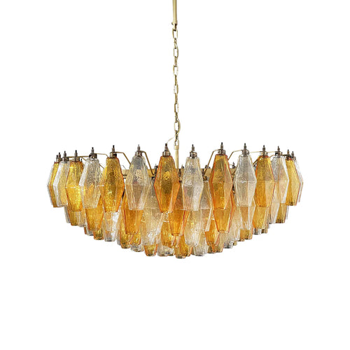 Murano Faceted Transparent Amber Glass Chandelier - Nuvé
