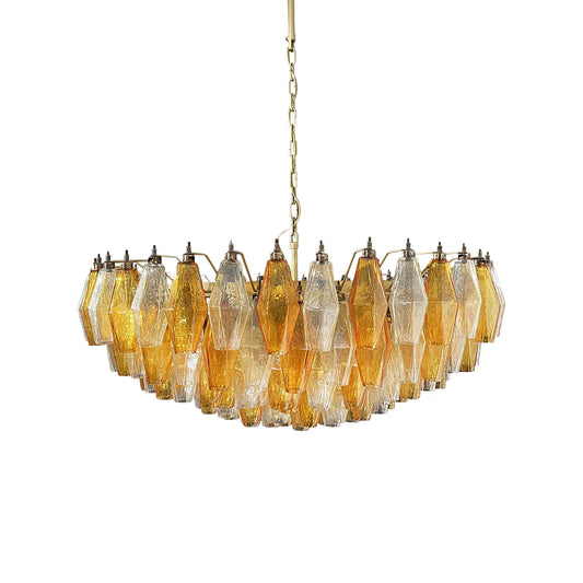 Murano Faceted Transparent Amber Glass Chandelier - Nuvé