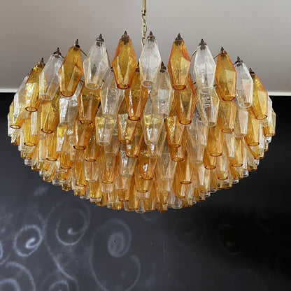 Murano Faceted Transparent Amber Glass Chandelier - Nuvé