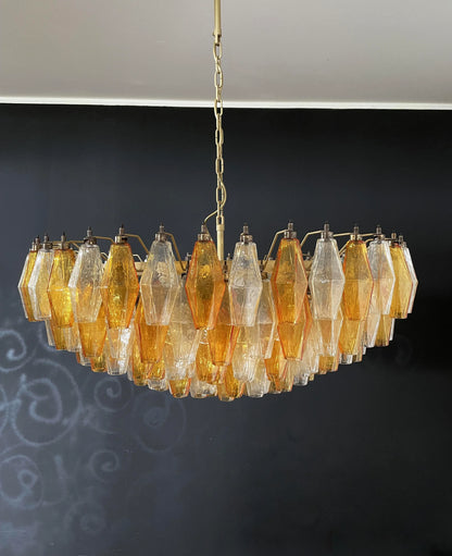Murano Faceted Transparent Amber Glass Chandelier - Nuvé