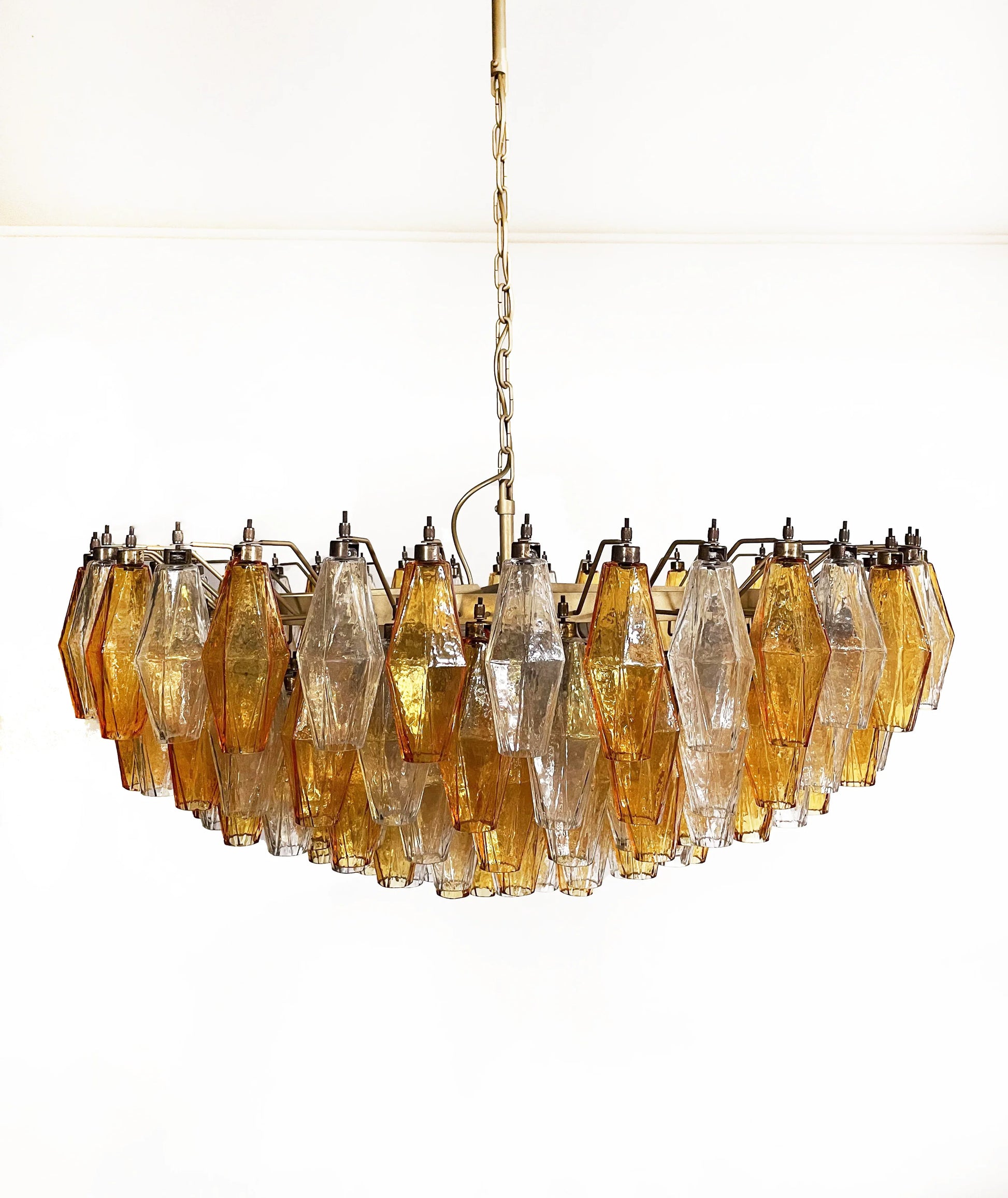 Murano Faceted Transparent Amber Glass Chandelier - Nuvé