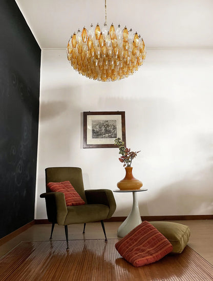 Murano Faceted Transparent Amber Glass Chandelier - Nuvé