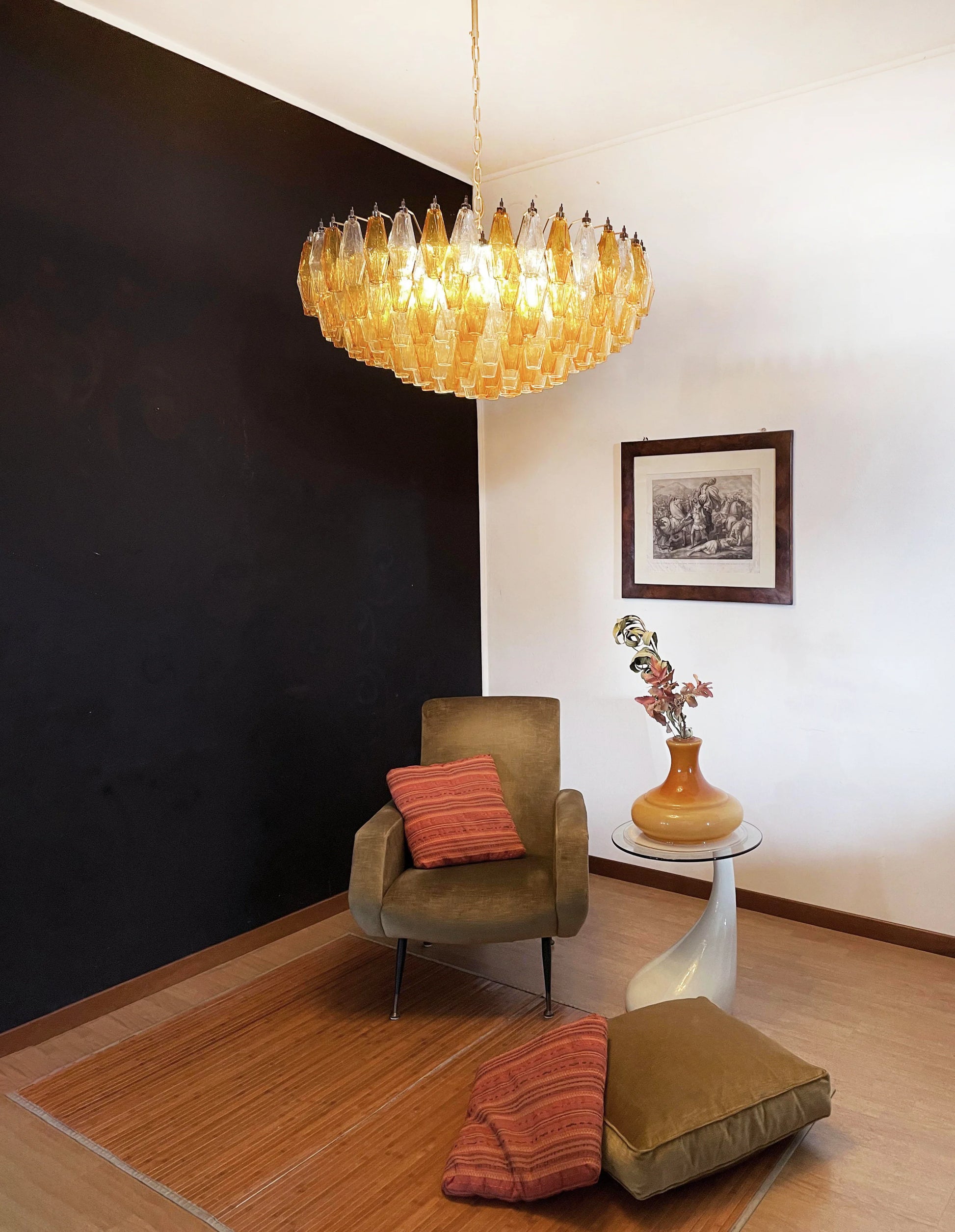 Murano Faceted Transparent Amber Glass Chandelier - Nuvé