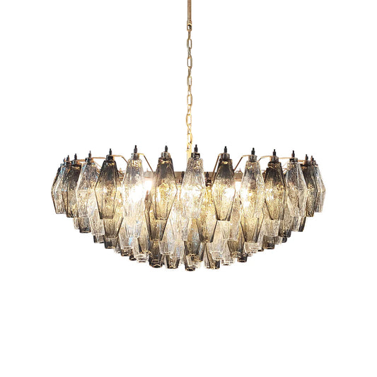 Murano Faceted Transparent Smoked Glass Chandelier - Nuvé
