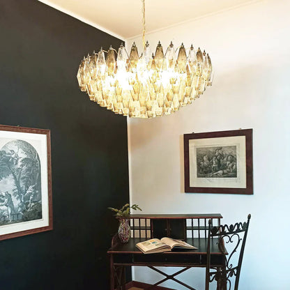 Murano Faceted Transparent Smoked Glass Chandelier - Nuvé