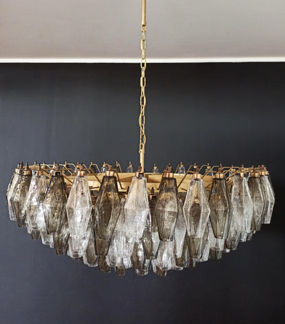 Murano Faceted Transparent Smoked Glass Chandelier - Nuvé