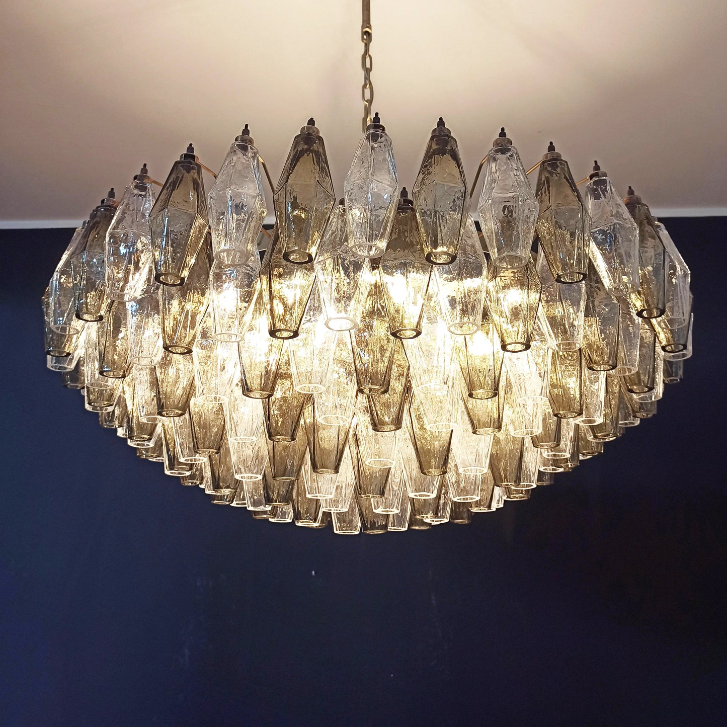 Murano Faceted Transparent Smoked Glass Chandelier - Nuvé