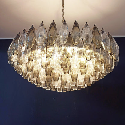 Murano Faceted Transparent Smoked Glass Chandelier - Nuvé