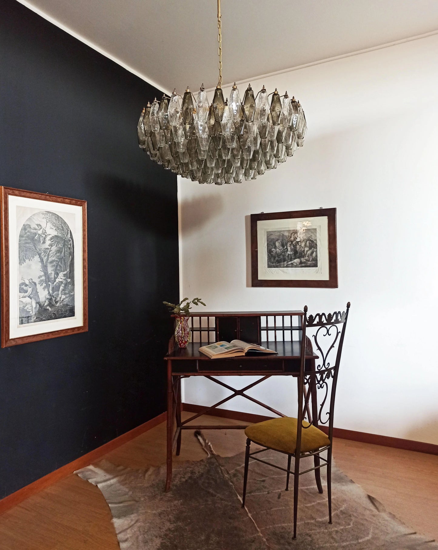 Murano Faceted Transparent Smoked Glass Chandelier - Nuvé