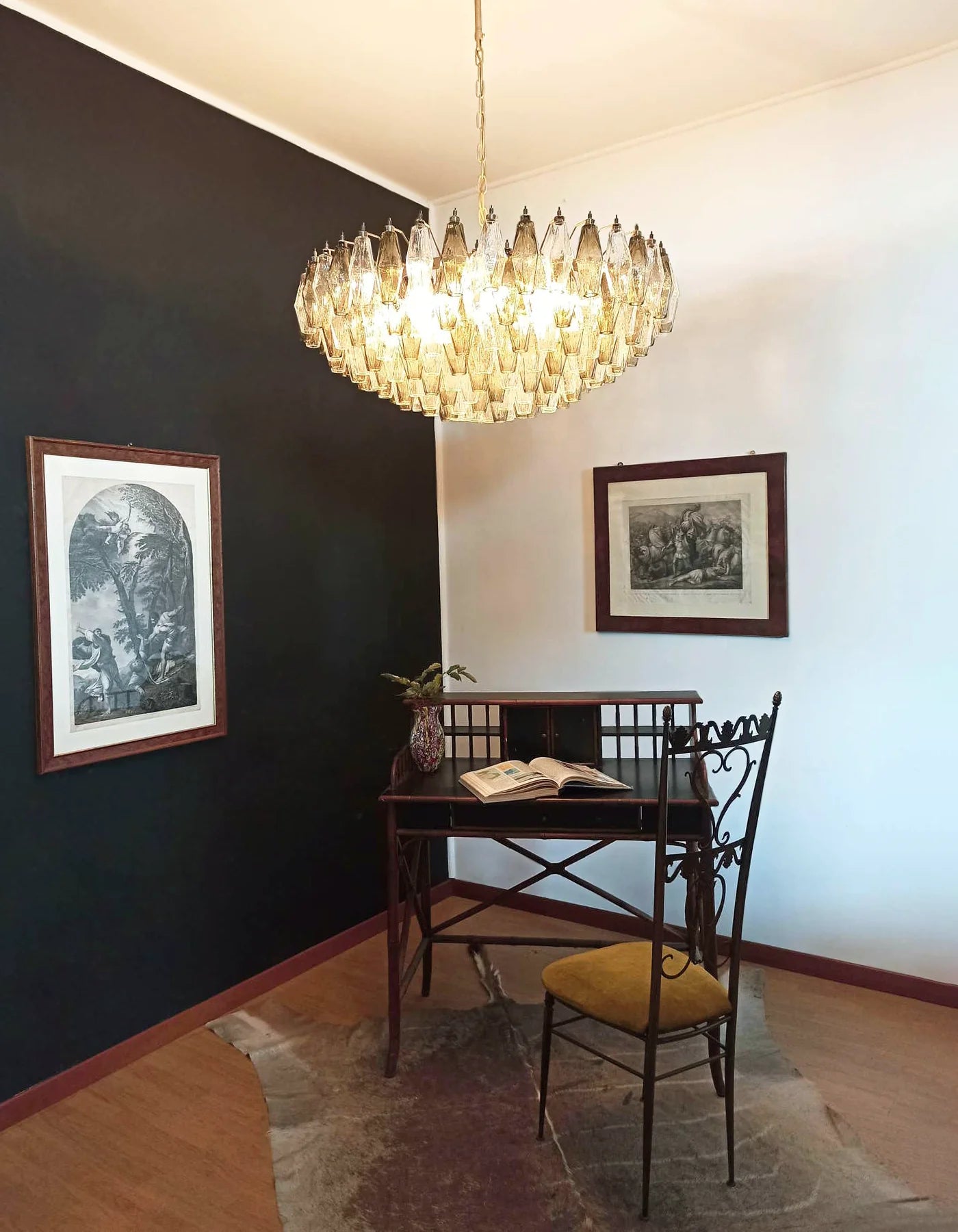 Murano Faceted Transparent Smoked Glass Chandelier - Nuvé