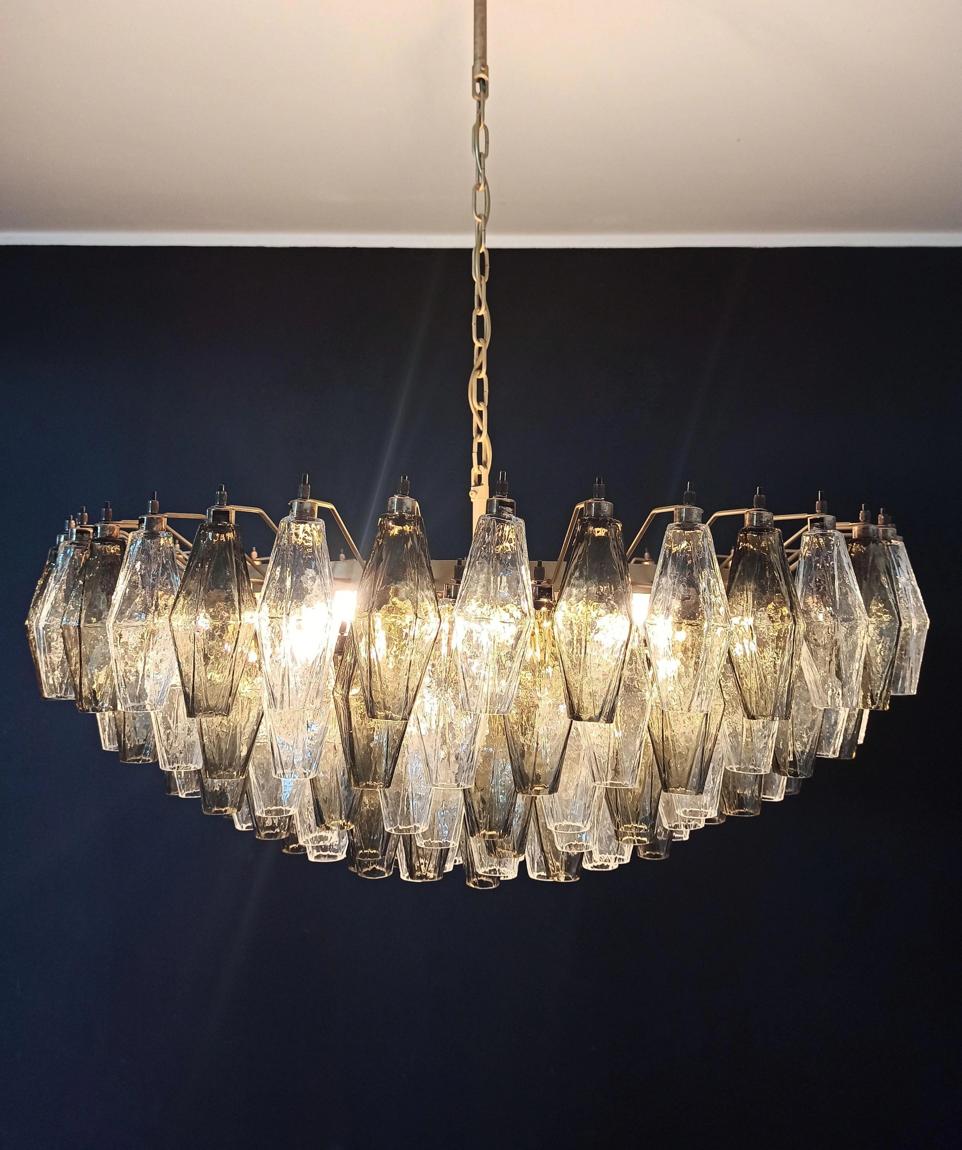 Murano Faceted Transparent Smoked Glass Chandelier - Nuvé