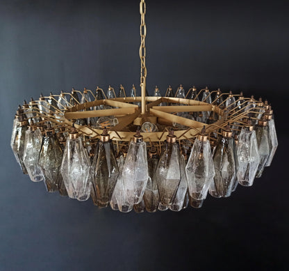 Murano Faceted Transparent Smoked Glass Chandelier - Nuvé